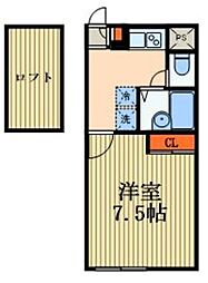 JR埼京線 南与野駅 徒歩15分の賃貸アパート 1階1Kの間取り