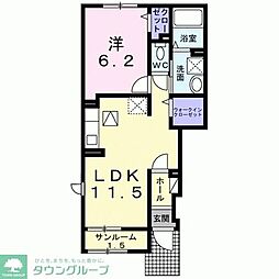 日暮里舎人ライナー 見沼代親水公園駅 徒歩16分の賃貸アパート 1階1LDKの間取り