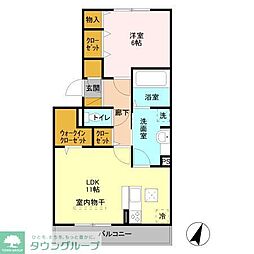 東武伊勢崎線 せんげん台駅 徒歩21分の賃貸アパート 1階1LDKの間取り