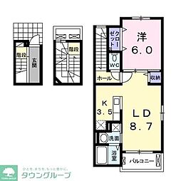 JR京浜東北・根岸線 川口駅 徒歩18分の賃貸アパート 3階1LDKの間取り