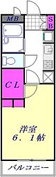 レオパレスファーレVI 2階1Kの間取り
