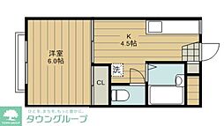 JR埼京線 戸田公園駅 徒歩2分の賃貸アパート 1階1Kの間取り
