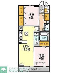 JR川越線 指扇駅 徒歩9分の賃貸アパート 1階1LDKの間取り