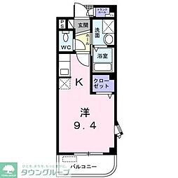チェスナッツ 2階1Kの間取り