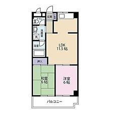レジデンスヒロ 2LDKの間取図画像