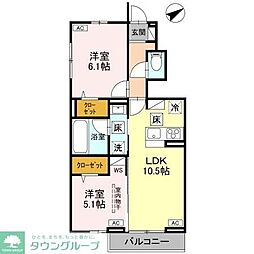 WisteriaIII 2LDKの間取図画像