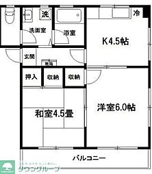 コーポレート北栄 2Kの間取図画像