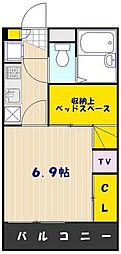 レオパレスクレマチスA 1Kの間取図画像