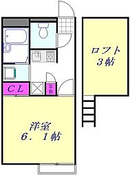 レオパレスマイルド桜町 1Kの間取図画像