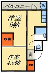 中銀新青木公園マンシオン8号 2Kの間取図画像