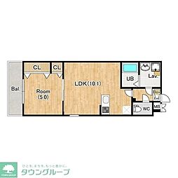 川口市大字里アパート 1LDKの間取図画像