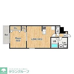 川口市大字里アパート 1LDKの間取図画像