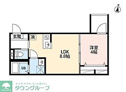 太陽と月の調和 LUNARE元町 1LDKの間取図画像