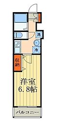 グランコート蕨パークサイド 1Kの間取図画像