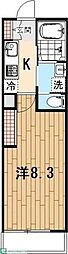 RIS参番館 1Kの間取図画像