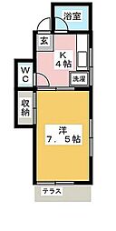 片桐ハイツ 1DKの間取図画像