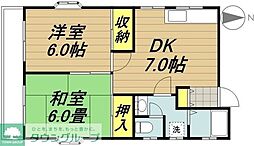 クリーンハイツ広瀬 2DKの間取図画像