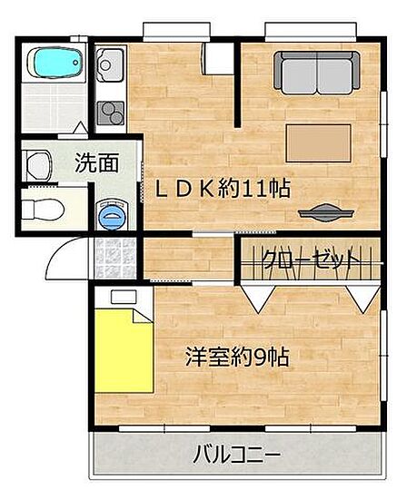 【リフォーム後/間取り図】北側はダイニングキッチンと和室解体して11帖のLDKに変更します。また南側も洋室と和室を解体して9帖の洋室に変更します。