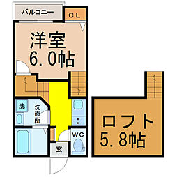 Creo六番町弐番館 1階1Kの間取り