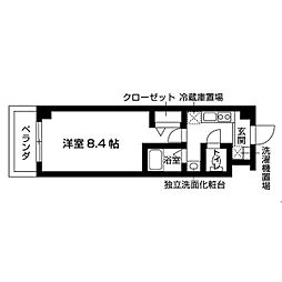 ベルフローラ白鳥 1Kの間取図画像