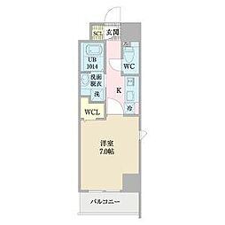 名古屋市営鶴舞線 浅間町駅 徒歩9分の賃貸マンション 2階1Kの間取り