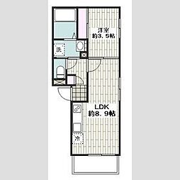 M-COURT V 2階1LDKの間取り
