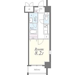 グランドコスモス 6階1Kの間取り