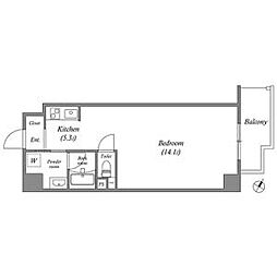 名古屋市営東山線 亀島駅 徒歩4分の賃貸マンション 5階ワンルームの間取り