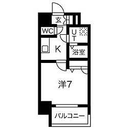 名古屋市営鶴舞線 大須観音駅 徒歩7分の賃貸マンション 4階1Kの間取り