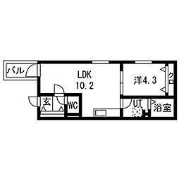 名鉄名古屋本線 栄生駅 徒歩6分の賃貸アパート 3階1LDKの間取り