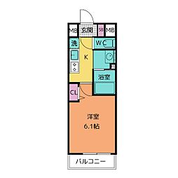 名古屋市営名城線 上前津駅 徒歩5分の賃貸マンション 2階1Kの間取り