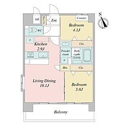 名古屋市営鶴舞線 浅間町駅 徒歩11分の賃貸マンション 7階2LDKの間取り