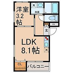 名古屋市営桜通線 鶴里駅 徒歩4分の賃貸アパート 1階1LDKの間取り
