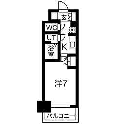名古屋市営鶴舞線 丸の内駅 徒歩7分の賃貸マンション 6階1Kの間取り