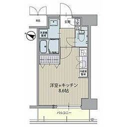 名古屋市営名港線 金山駅 徒歩8分の賃貸マンション 3階ワンルームの間取り
