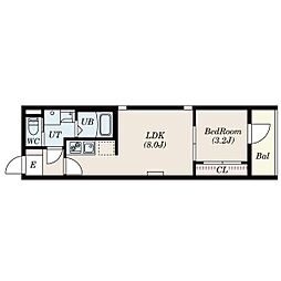 Patina岩塚 1階1LDKの間取り