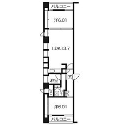 RIVO瑞穂公園 4階2LDKの間取り