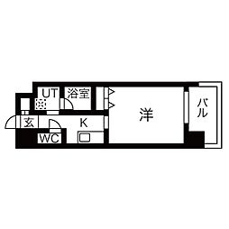 オープンブルーム八田StationFront 12階1Kの間取り