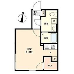 Branche桜山Chambre 2階ワンルームの間取り