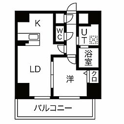 プレミアム大須 2階1LDKの間取り