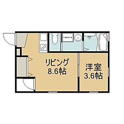 スタジオエヌ 1LDKの間取図画像
