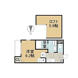 ハーモニーテラス大野木 1Kの間取図画像