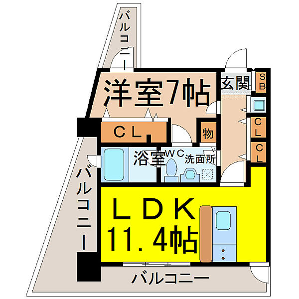 愛知県名古屋市中区大井町(賃貸マンション1LDK・12階・46.36㎡)の写真 その2