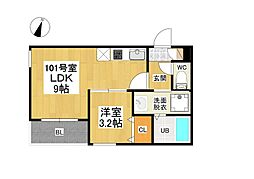 レガリストささしまライブ 1LDKの間取図画像