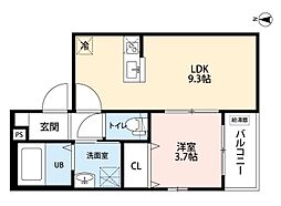 シャンテ六番町 1LDKの間取図画像