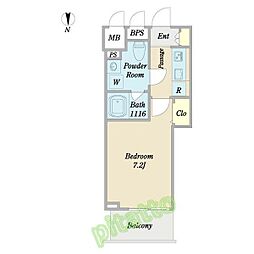 WESTIN上前津 1Kの間取図画像