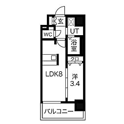 ディアレイシャス尾頭橋 1LDKの間取図画像