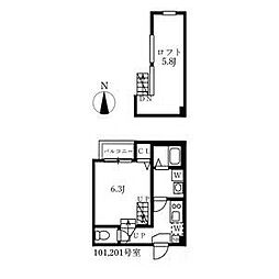 ハーモニーテラス愛知町3 1SKの間取図画像