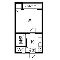 Kspace東別院 1Kの間取図画像