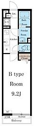 リブリ・アリコット 1Kの間取図画像